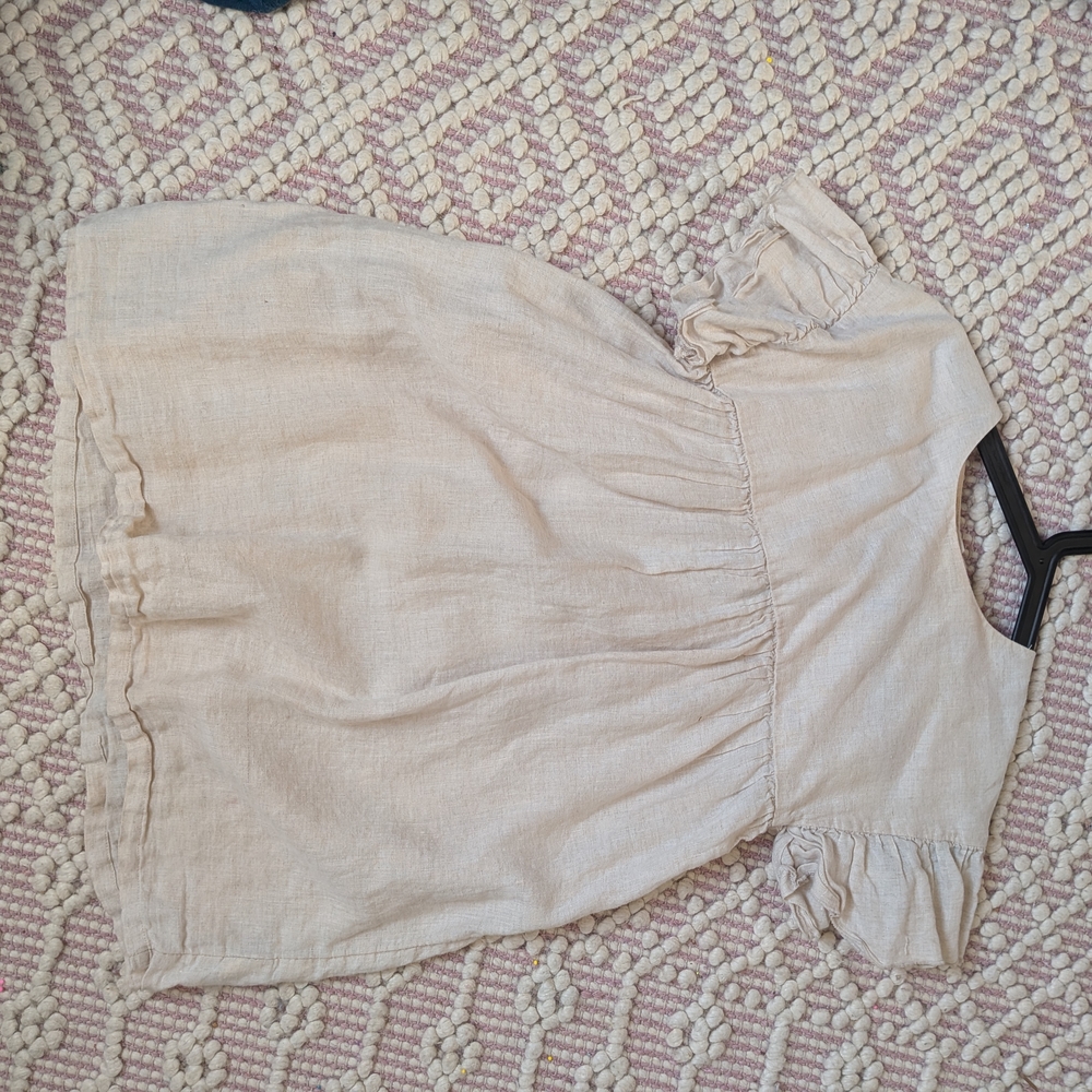 H&M Cream Ruffle-Sleeve Tunic Top